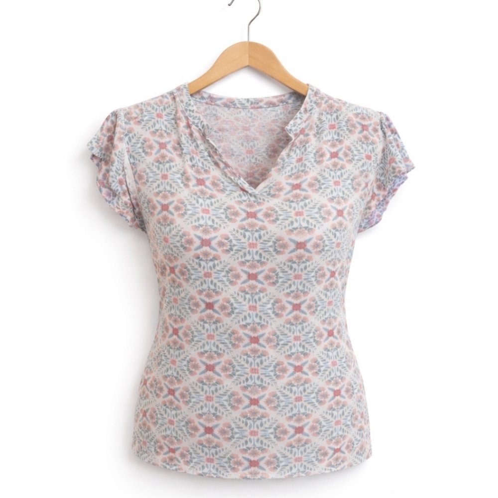 Dip Pink Bohemian Peasant Floral Blouse Sz Med